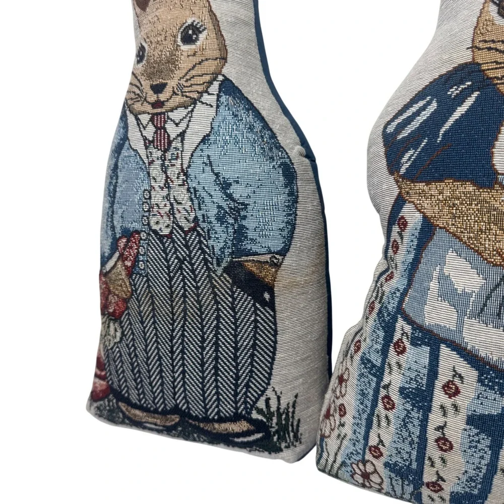 Vintage Beatrix Potter Peter Rabbit & Mrs. Rabbit-Bunny Doorstop Nursery Pair